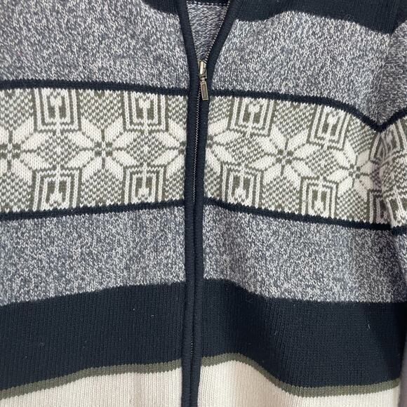 Nordic Design 100 % Lambswool Sweater Women Petite Medium Cardigan Zip Fair Isle - Picture 2 of 7